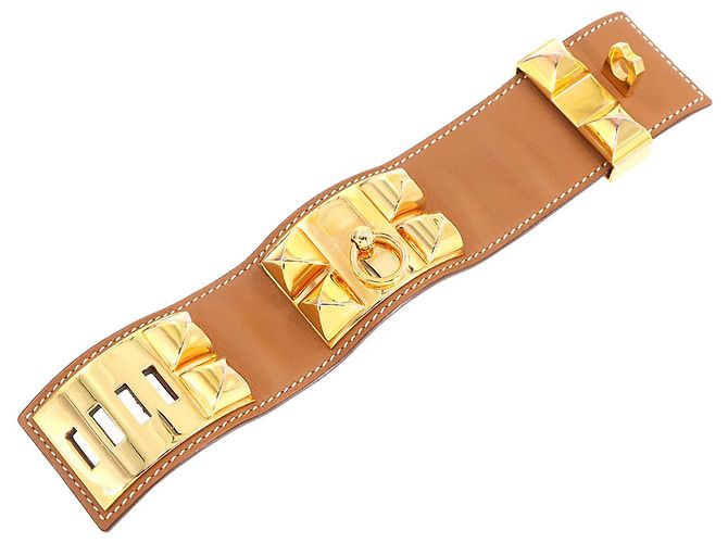 Pulseira Collier de Chien Hermès Marrom Dourado - vista 5