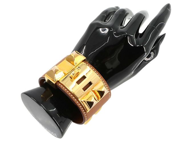 Pulseira Collier de Chien Hermès Marrom Dourado - vista 8