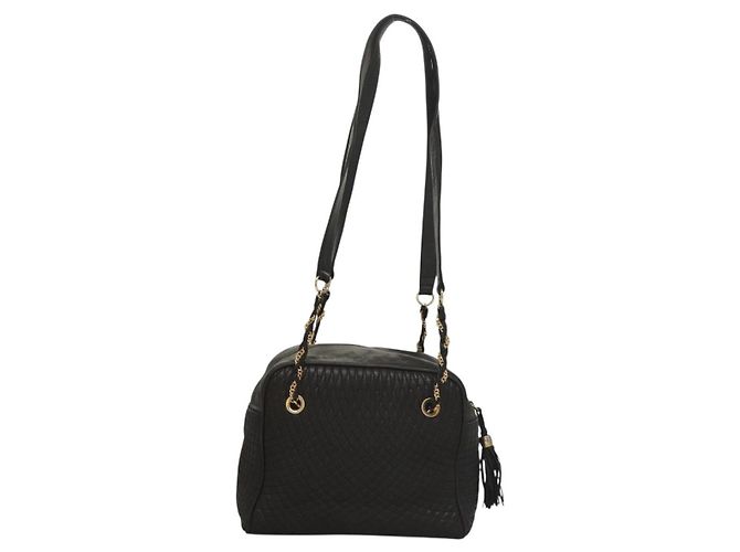 BALLY Borsa a Spalla in Pelle Trapuntata con Catena Marrone Scuro Oro Auth BA4325 D'oro - vista 2