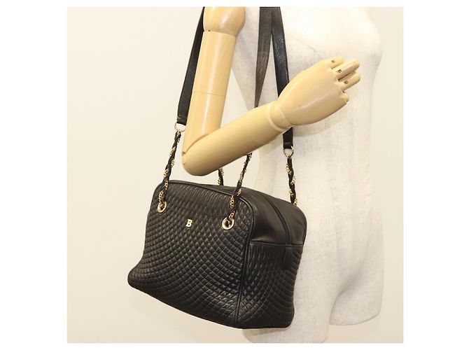 BALLY Borsa a Spalla in Pelle Trapuntata con Catena Marrone Scuro Oro Auth BA4325 D'oro - vista 23