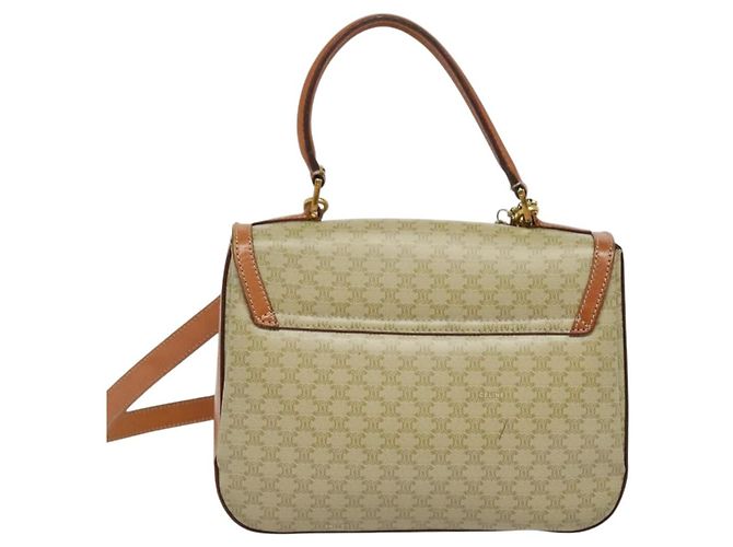 Céline Borsa a mano in tela Macadam CELINE PVC 2in1 Beige Oro Auth 136202 D'oro - vista 2