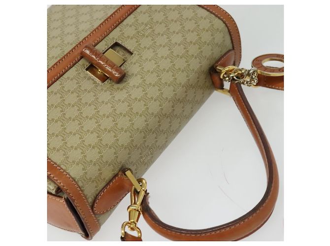 Céline Borsa a mano in tela Macadam CELINE PVC 2in1 Beige Oro Auth 136202 D'oro - vista 6