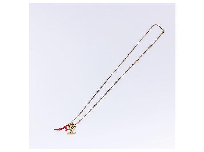 COLLANA LOUIS VUITTON LVprinted Initials Corallo Metallo Oro M68903 Auth 132987M Rosso D'oro - vista 2