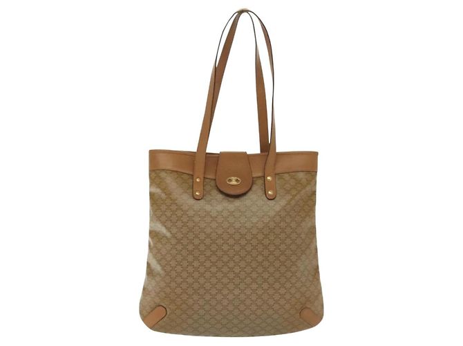 Céline CELINE Macadam Canvas Tote Bag PVC Beige Gold Auth 136444 Golden - Ansicht 13