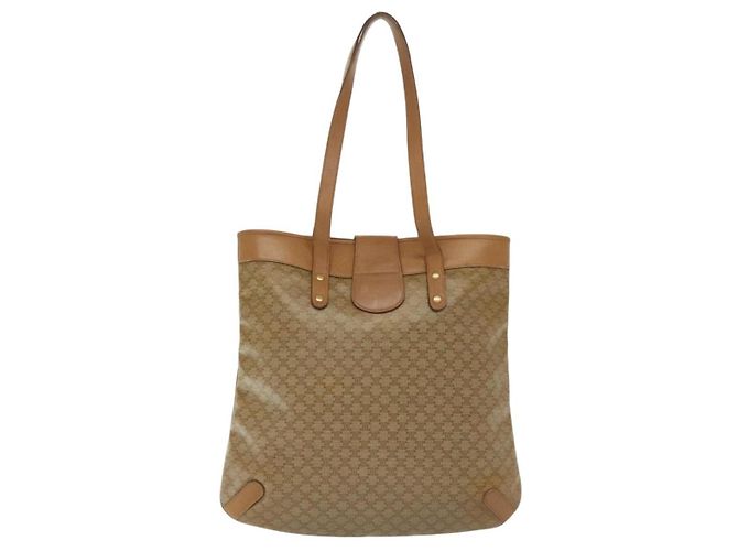 Céline CELINE Macadam Canvas Tote Bag PVC Beige Gold Auth 136444 Golden - Ansicht 2