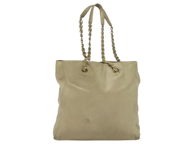 Tote PRADA Kettentasche aus Leder Beige Gold Auth bs28084 Golden - Ansicht 13