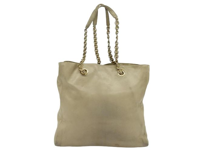 Tote PRADA Kettentasche aus Leder Beige Gold Auth bs28084 Golden - Ansicht 2