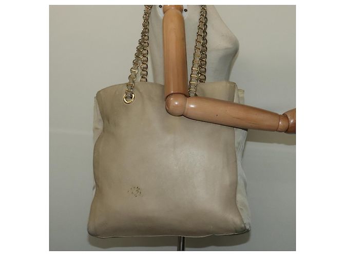 Tote PRADA Kettentasche aus Leder Beige Gold Auth bs28084 Golden - Ansicht 25