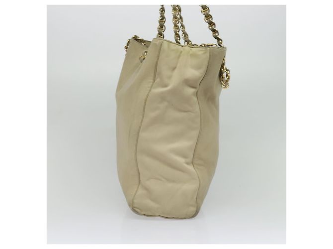Tote PRADA Kettentasche aus Leder Beige Gold Auth bs28084 Golden - Ansicht 4
