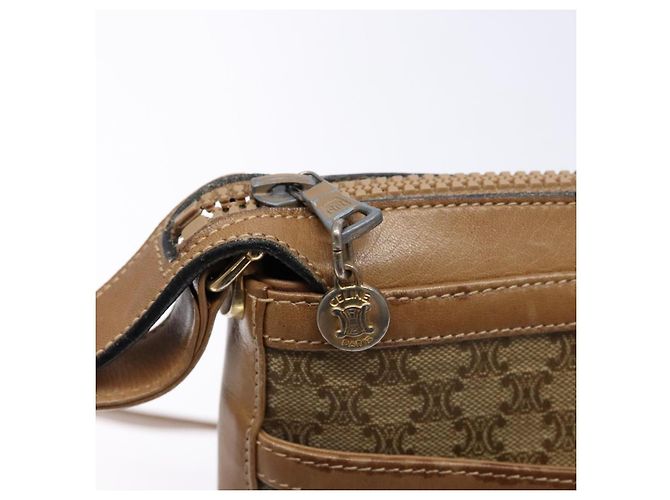 Céline CELINE Macadam Canvas Schultertasche PVC Beige Gold Auth BA4269 Golden - Ansicht 19