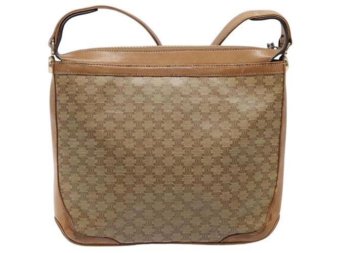 Céline CELINE Macadam Canvas Schultertasche PVC Beige Gold Auth BA4269 Golden - Ansicht 2
