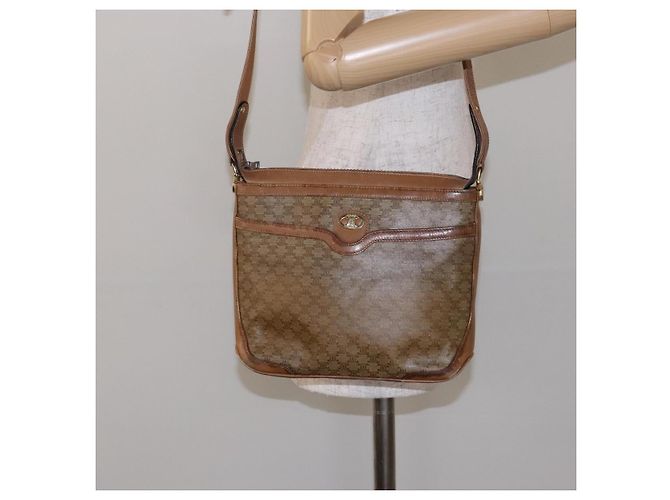 Céline CELINE Macadam Canvas Schultertasche PVC Beige Gold Auth BA4269 Golden - Ansicht 25