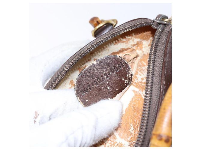 Borsa a Spalla in Pelle Gucci Bamboo 2way Marrone Oro 007 2032 0281 Auth mr1478 D'oro - vista 12