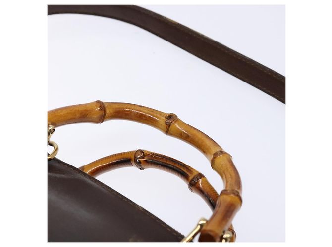 Borsa a Spalla in Pelle Gucci Bamboo 2way Marrone Oro 007 2032 0281 Auth mr1478 D'oro - vista 14