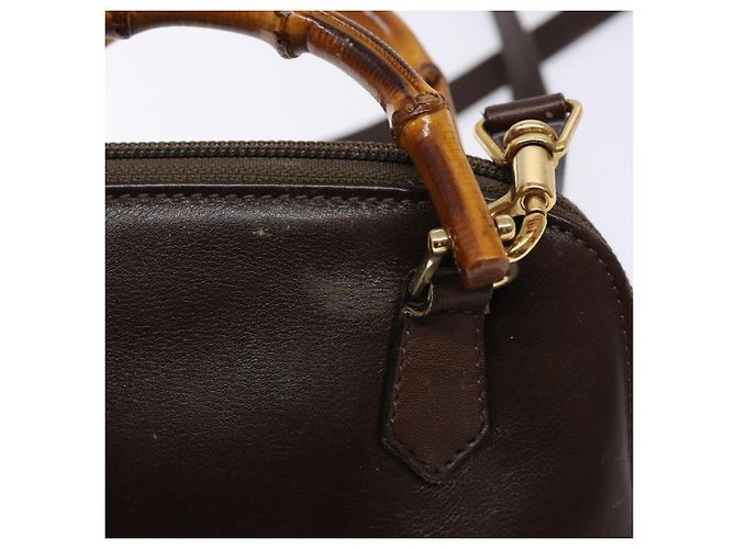 Borsa a Spalla in Pelle Gucci Bamboo 2way Marrone Oro 007 2032 0281 Auth mr1478 D'oro - vista 19