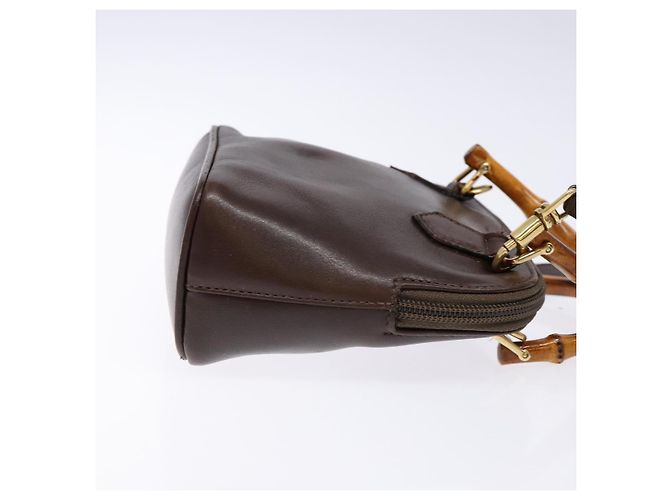 Borsa a Spalla in Pelle Gucci Bamboo 2way Marrone Oro 007 2032 0281 Auth mr1478 D'oro - vista 3