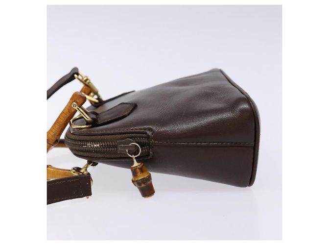 Borsa a Spalla in Pelle Gucci Bamboo 2way Marrone Oro 007 2032 0281 Auth mr1478 D'oro - vista 4