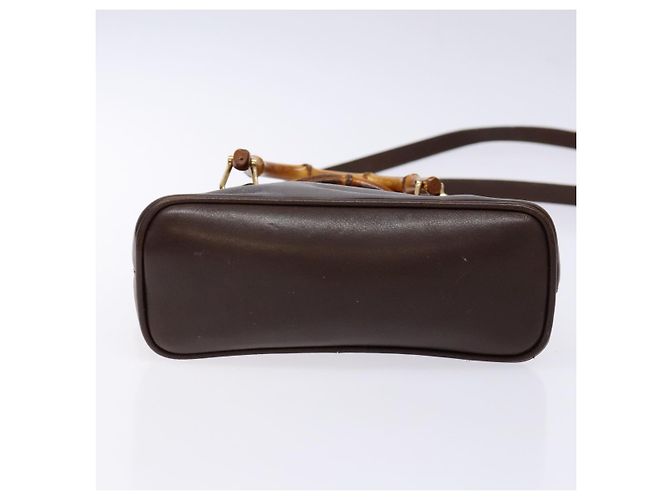 Borsa a Spalla in Pelle Gucci Bamboo 2way Marrone Oro 007 2032 0281 Auth mr1478 D'oro - vista 5
