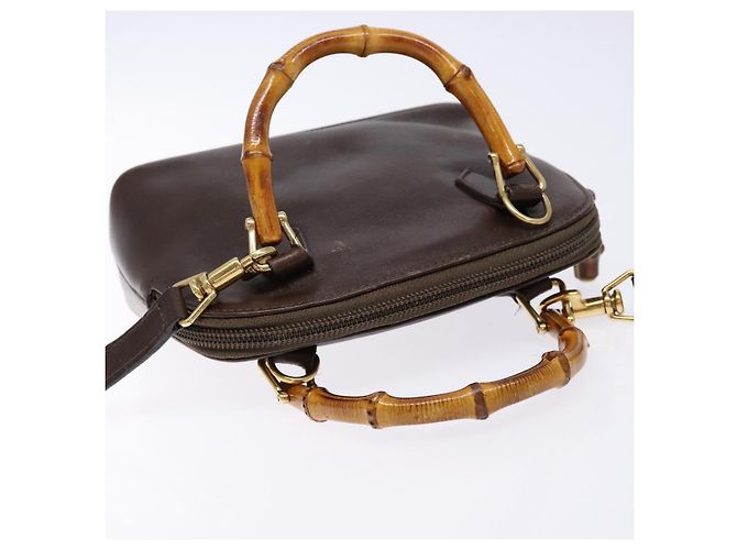 Borsa a Spalla in Pelle Gucci Bamboo 2way Marrone Oro 007 2032 0281 Auth mr1478 D'oro - vista 6