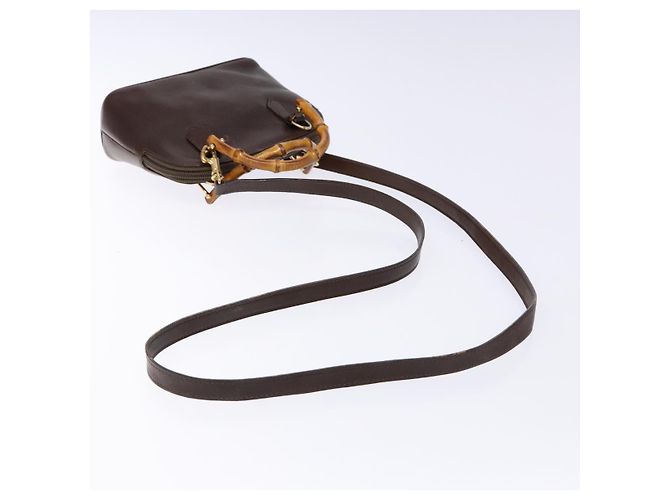 Borsa a Spalla in Pelle Gucci Bamboo 2way Marrone Oro 007 2032 0281 Auth mr1478 D'oro - vista 8
