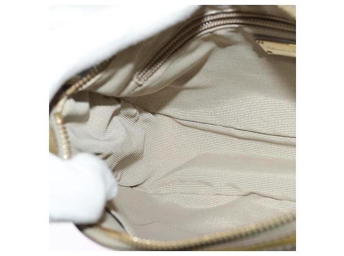 Borsa a Spalla Salvatore Ferragamo Vala in Pelle Grigia Oro Auth 135353 Marrone D'oro - vista 19