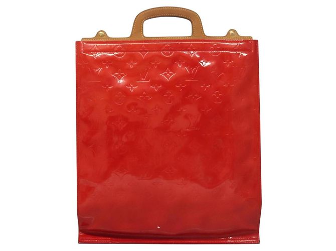 LOUIS VUITTON Borsa Tote Stanton Monogram Vernis Rossa M91078 LV Auth BA4291 Rosso - vista 13