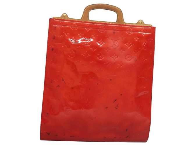LOUIS VUITTON Borsa Tote Stanton Monogram Vernis Rossa M91078 LV Auth BA4291 Rosso - vista 2