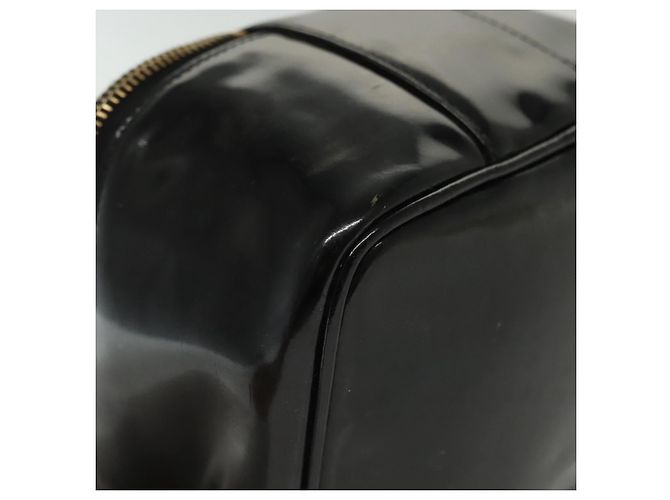 CHANEL Necessaire Vanity Couro envernizado Preto Ouro CC Auth 137125 Dourado - vista 17