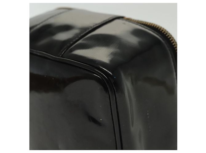 CHANEL Necessaire Vanity Couro envernizado Preto Ouro CC Auth 137125 Dourado - vista 18