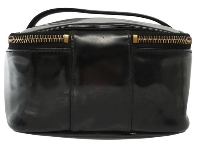 CHANEL Necessaire Vanity Couro envernizado Preto Ouro CC Auth 137125 Dourado - vista 2