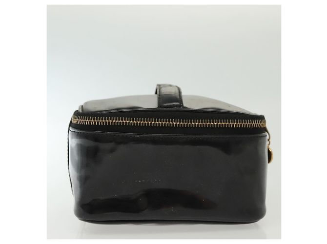 CHANEL Necessaire Vanity Couro envernizado Preto Ouro CC Auth 137125 Dourado - vista 4