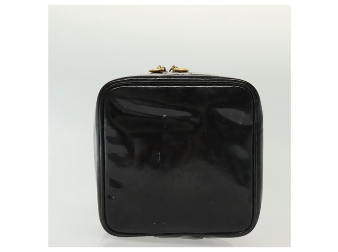 CHANEL Necessaire Vanity Couro envernizado Preto Ouro CC Auth 137125 Dourado - vista 5
