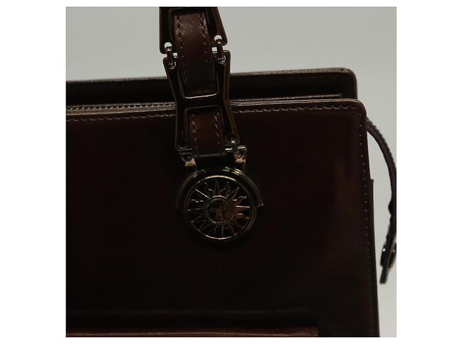 VERSACE Schultertasche Lackleder Braun Gold Auth BA4407 Golden - Ansicht 18