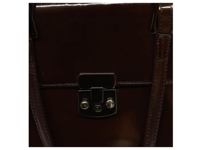 VERSACE Schultertasche Lackleder Braun Gold Auth BA4407 Golden - Ansicht 9