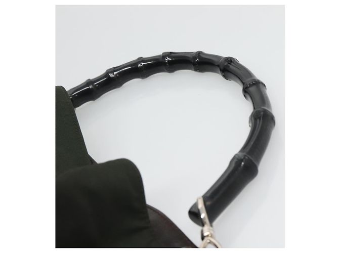 Borsa a mano in nylon Gucci Bamboo 2 in 1 khaki argento 001 1577 2123 Auth sw1236 Cachi - vista 14