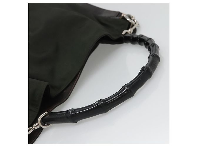 Borsa a mano in nylon Gucci Bamboo 2 in 1 khaki argento 001 1577 2123 Auth sw1236 Cachi - vista 7