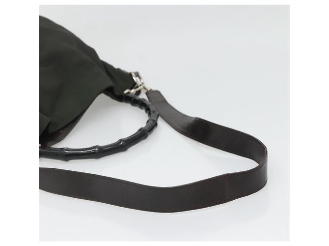 Borsa a mano in nylon Gucci Bamboo 2 in 1 khaki argento 001 1577 2123 Auth sw1236 Cachi - vista 8