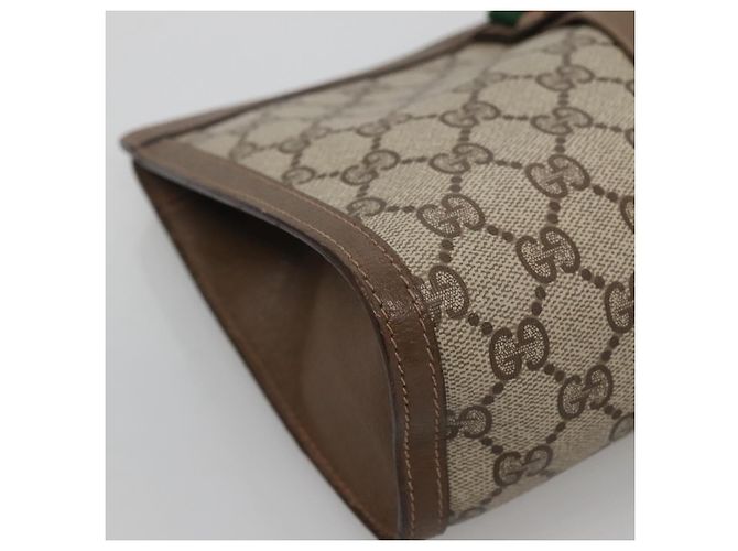 GUCCI GG Supreme Web Sherry Line Clutch Bag PVC Beige Oro 89 01 033 Auth BA4626 - vista 14