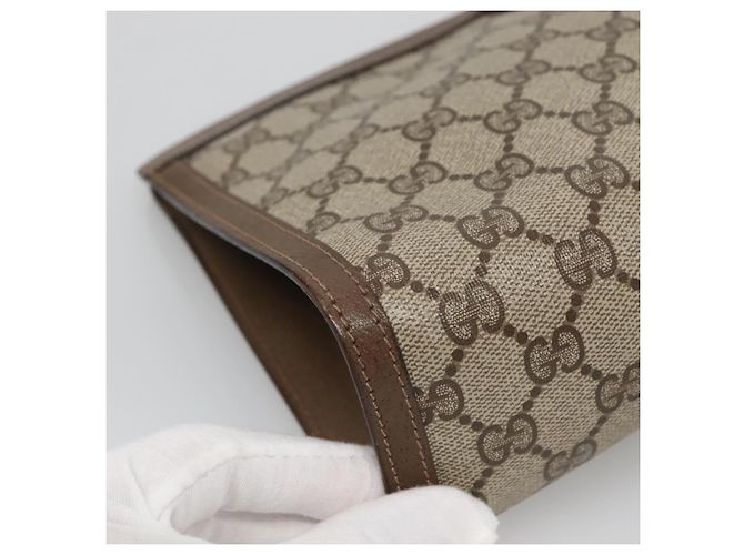 GUCCI GG Supreme Web Sherry Line Clutch Bag PVC Beige Oro 89 01 033 Auth BA4626 - vista 16
