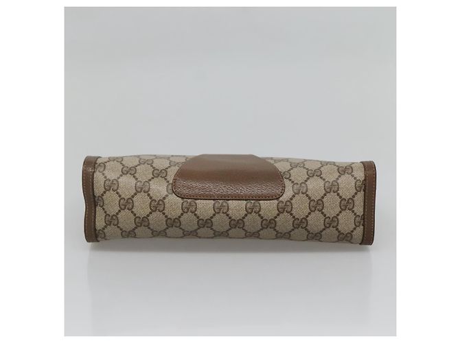 GUCCI GG Supreme Web Sherry Line Clutch Bag PVC Beige Oro 89 01 033 Auth BA4626 - vista 6