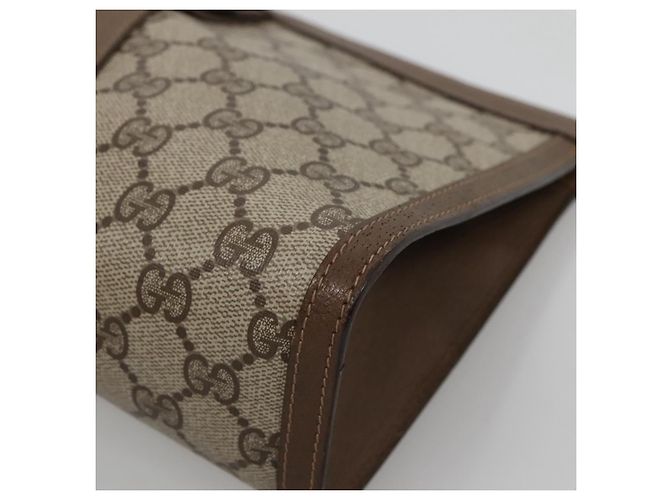 GUCCI GG Supreme Web Sherry Line Clutch Bag PVC Beige Oro 89 01 033 Auth BA4626 - vista 7