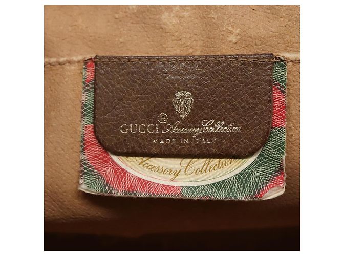 GUCCI GG Supreme Web Sherry Line Clutch Bag PVC Beige Oro 89 01 033 Auth BA4626 - vista 8