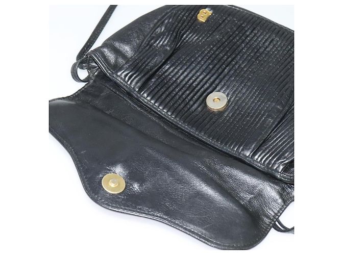 BALLY Bolsa de Ombro de Couro Preta e Dourada Auth BA4829 Preto Dourado - vista 10