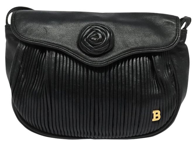 BALLY Bolsa de Ombro de Couro Preta e Dourada Auth BA4829 Preto Dourado - vista 13