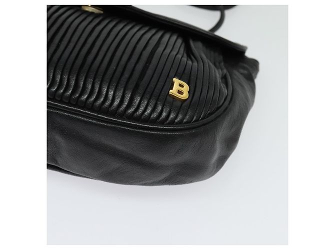 BALLY Bolsa de Ombro de Couro Preta e Dourada Auth BA4829 Preto Dourado - vista 14