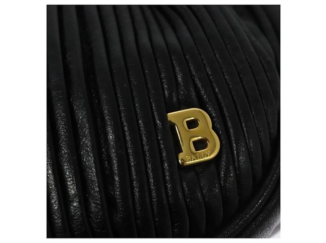 BALLY Bolsa de Ombro de Couro Preta e Dourada Auth BA4829 Preto Dourado - vista 17