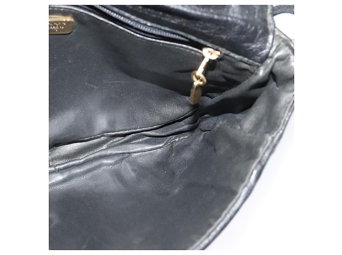BALLY Bolsa de Ombro de Couro Preta e Dourada Auth BA4829 Preto Dourado - vista 19