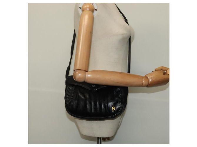 BALLY Bolsa de Ombro de Couro Preta e Dourada Auth BA4829 Preto Dourado - vista 21