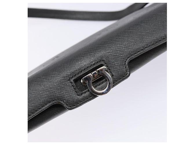 Borsa a Spalla Gancini in Pelle Grigia Argento Auth BA4441 di Salvatore Ferragamo - vista 10