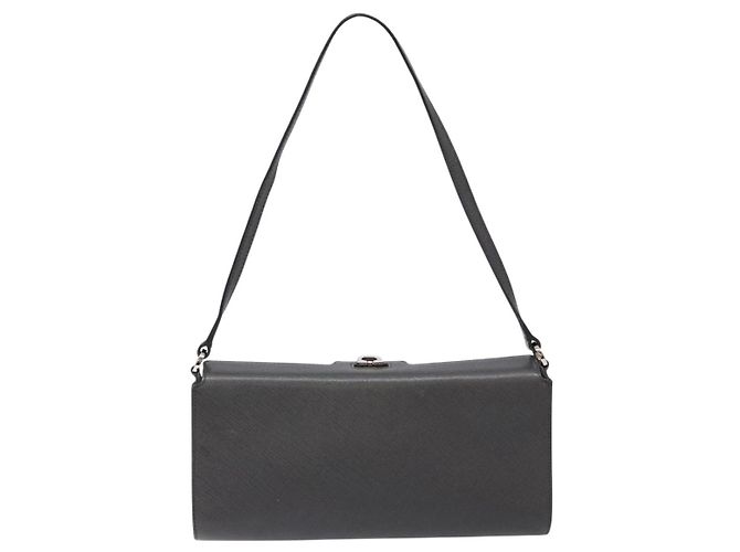 Borsa a Spalla Gancini in Pelle Grigia Argento Auth BA4441 di Salvatore Ferragamo - vista 2